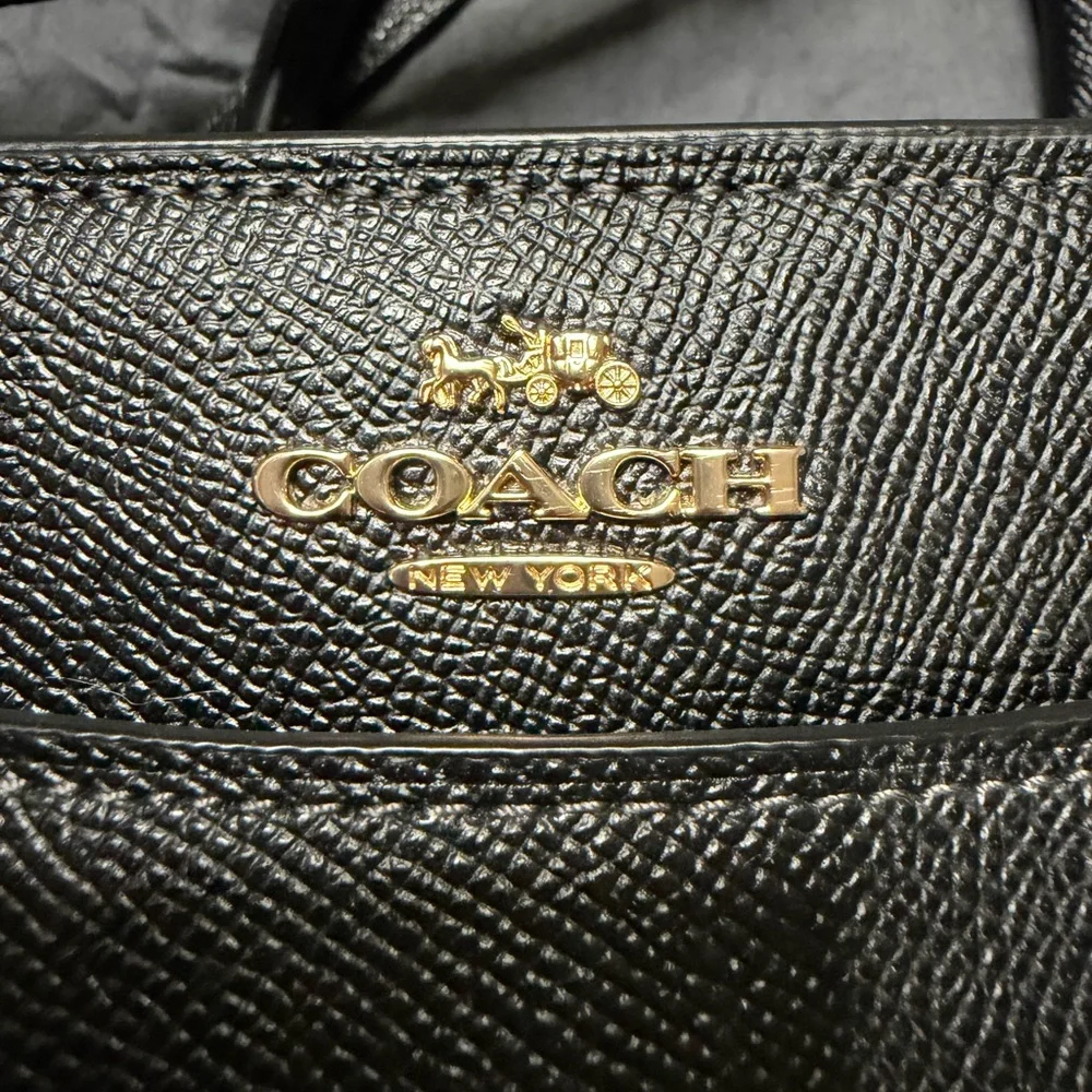 Coach Black Saffiano Leather Satchel with Gold Logo - Picture 2 of 4